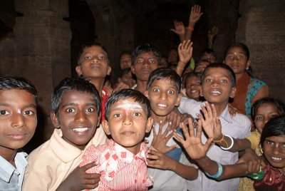 Schoolchildren at Badami Caves