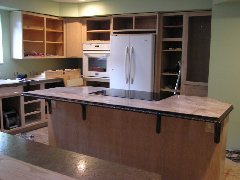 View of the island from the ramp to the family room.