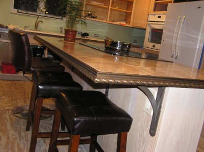 Another section of edging and the two types of counterstools.