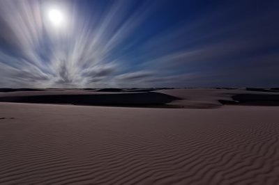 desert at full moon light