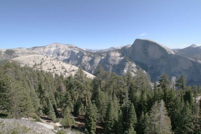Half Dome, with Cloud's Rest to the left, Basket Dome in foreground.