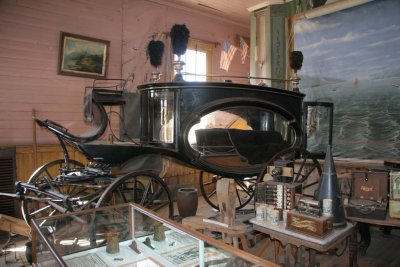 Funeral hearse in the Bodie museum.