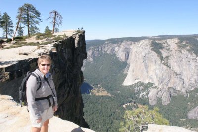 Carol with Taft Point in the background
