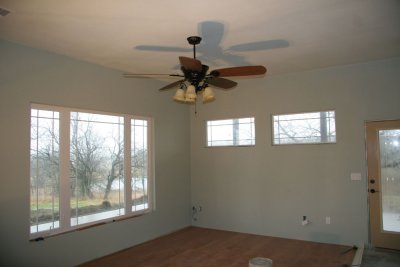 The ceiling fan in the master bedroom