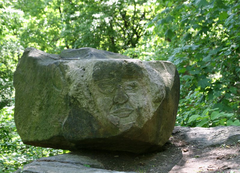 A Mans Stone Head - Central Park North Woods