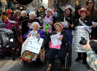 Granny Peace Brigade at the U.S. Armed Forces Recruitment Center
