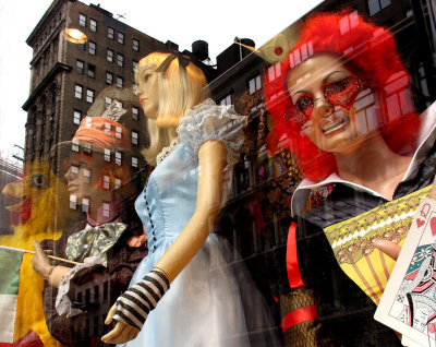 Alice in Wonderland Window & Reflections at NY Costume Store