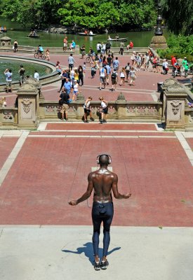 Skipping to a Beat at Bethesda Fountain Stairway