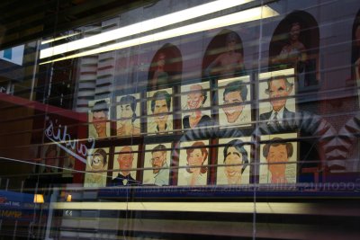 Sardi's Restaurant Window of Celebrity Caricature Drawings