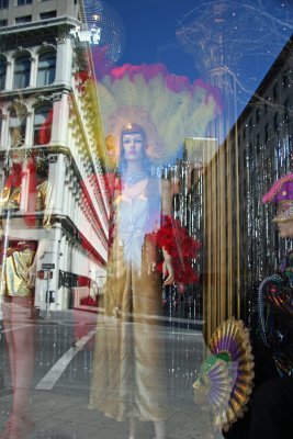 Las Vegas in Greenwich Village - NY Costume Window with Street Reflections