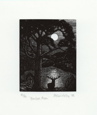 Hunters Moon - by wood engraver Kathleen Lindsley