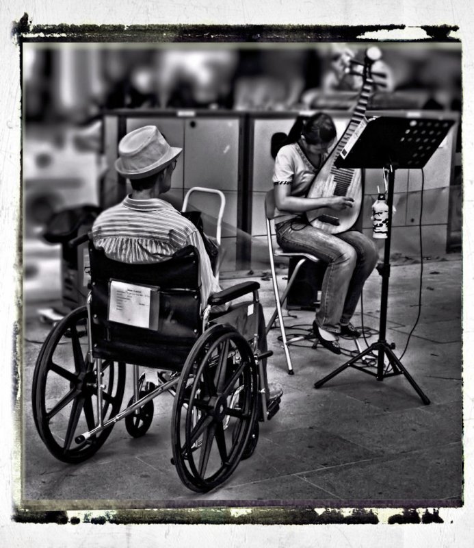 He` s no longer able to walk but he`s all the more able to listen to her music...