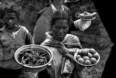 Food offered to the bus travellers...