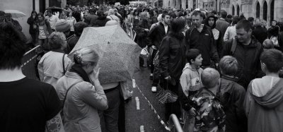 total view of the waiting Banksy fans...