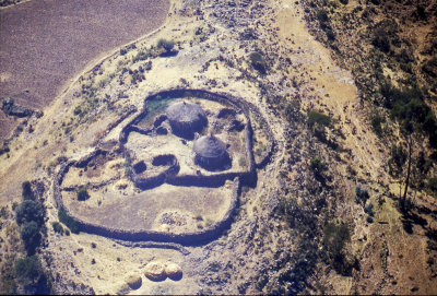 Aerial view of household compound