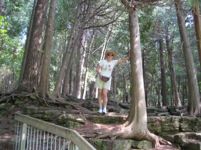 Margaret holding up one tree