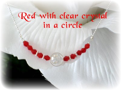 13. Red with clear crystal  necklace
