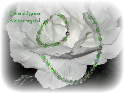 3. Emerald green & clear crystal set