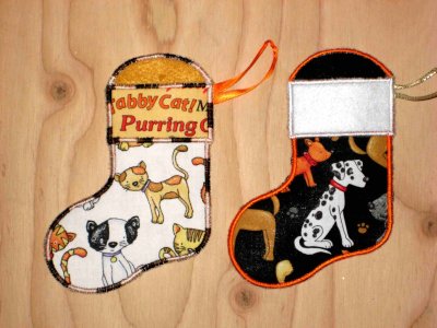 Tiny embroidered Cat and Dog Stockings