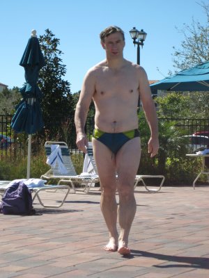 Pete off for a swim