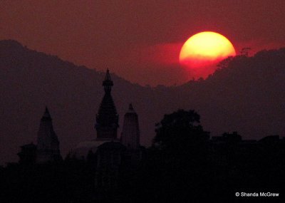Sunset over Swayambhunath
