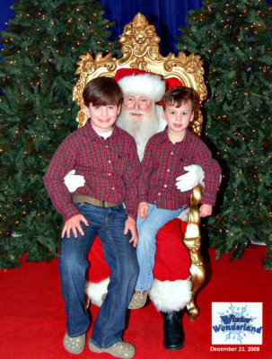 Cade and Reid with Santa