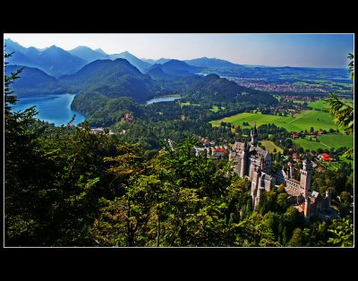 ... Neuschwannstein Castle and German Bavaria landscape ...