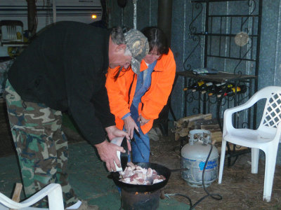 cooking pork skins, kin folk coming over