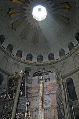 The sun is shining on Jesus' Tomb
