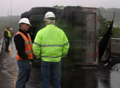 Dump Truck Rollover Worcester I190 on ramp from West Boylston Street