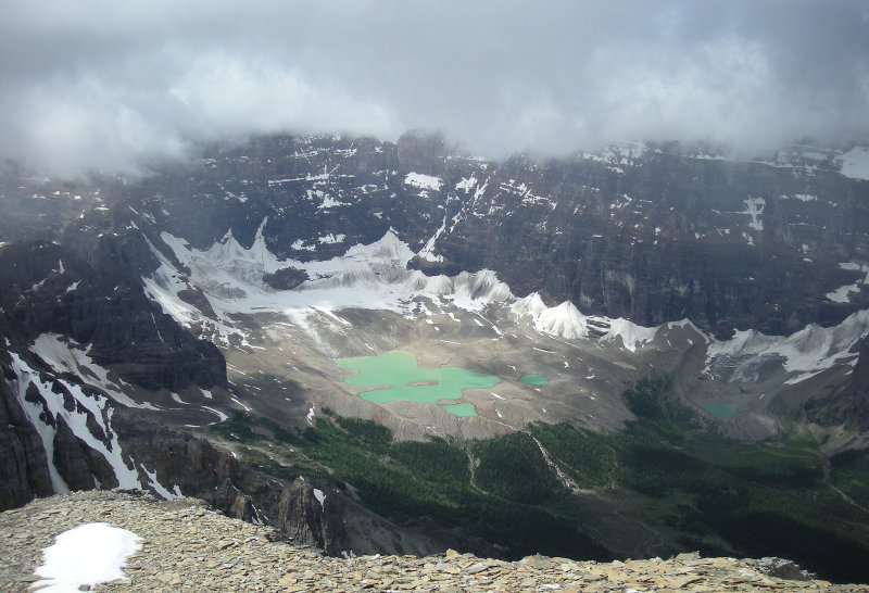 The glacial lakes below Mount Hungabee