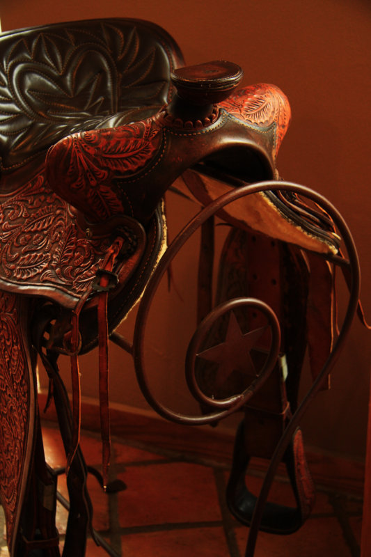 SADDLE ON AN IRON PEDISTAL