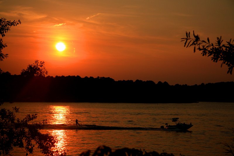 WATER SKIING AT DUSK