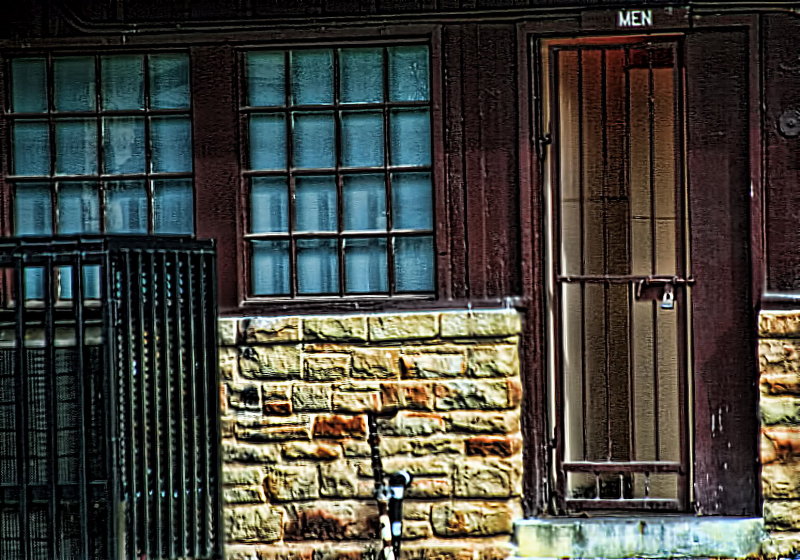 MENS ROOM.....GATE PADLOCKED
