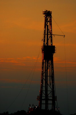 GAS RIG AT SUNSET