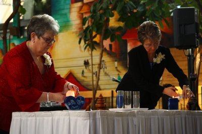 DONNA, CRAIG'S MOM AND IRIS, TERRY'S MOM, LIGHT THE CANDLES
