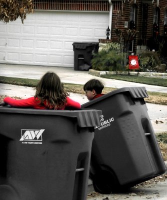 RATHER PLAY IN THE TRASH CANS THAN WITH THEIR NEW TOYS - DAY 30