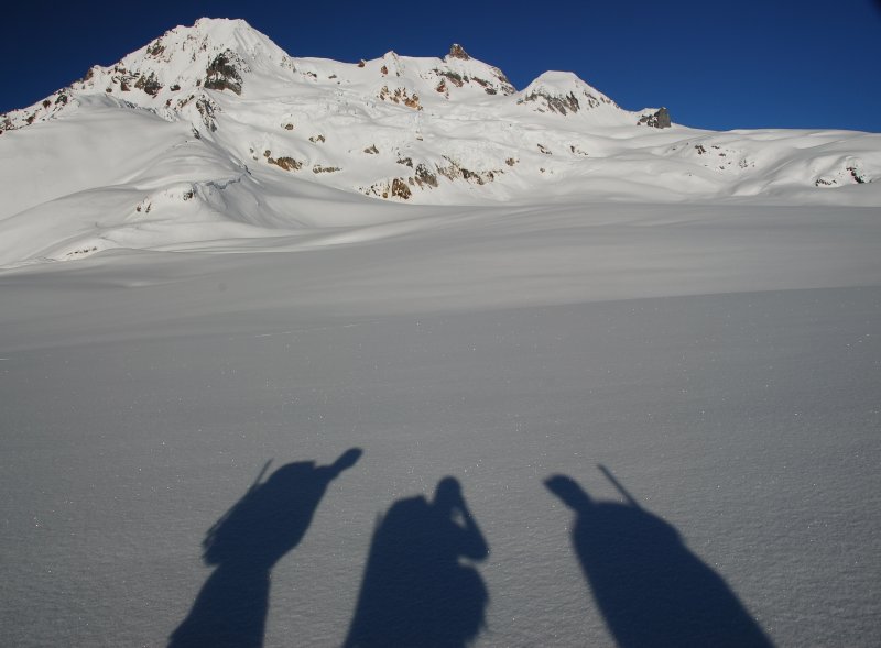 Views from Bishop glacier of Garibaldi and the tent