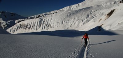 Ascending on to the Bishop Glacier