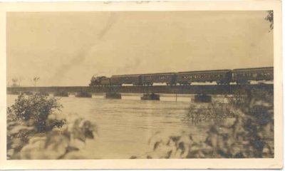 OK Tulsa Railroad Bridge with Train Engine #1301 1915 postmark.jpg