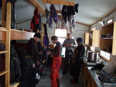 Inside Peyto Hut