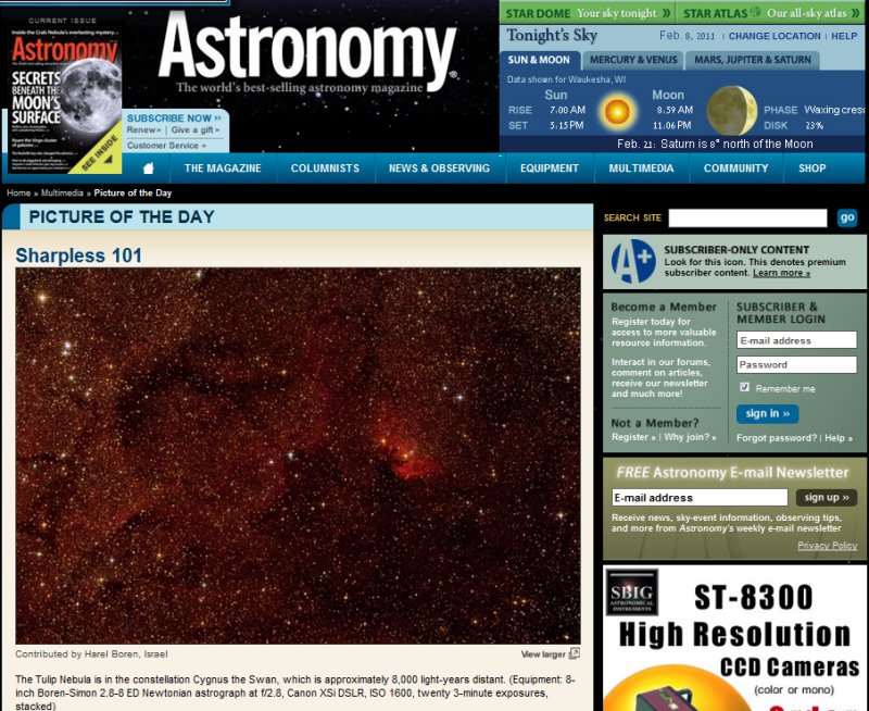 SH2 101 The Tulip Nebula - Picture of the Day in Astronomy Magazines Web Site - February 07, 2011
