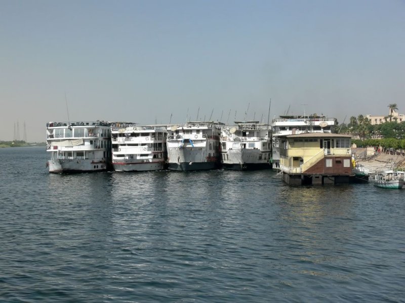 There are so many ships docked at Luxor that they actually dock next to each other