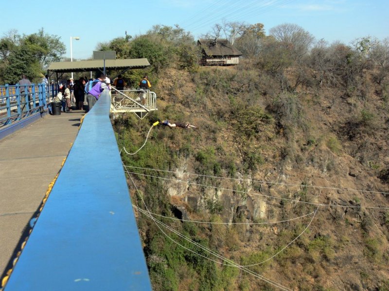Bungee Jumping from 110 Meters From the Bridge Separating Zimbabwe and Zambia