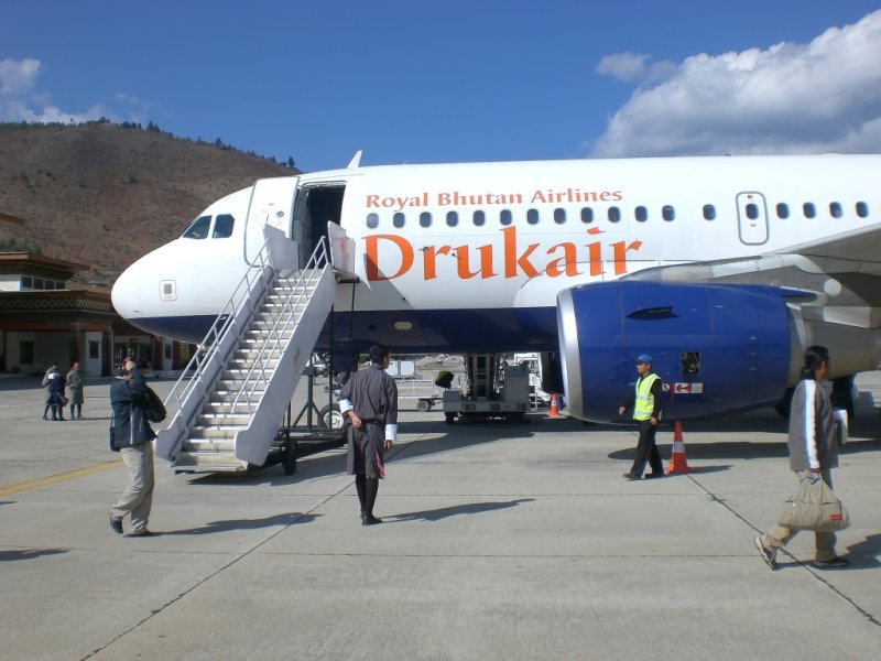 Drukair, the Only Airline, Flying into Paro, Bhutan, the Only Airport in the Country