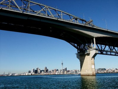 The Auckland Harbor Bridge and City Skyline