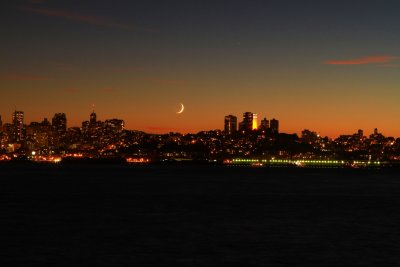 Coit Tower with Crecent Moon