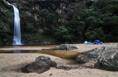 Camping below La Pajcha water fall, between Samaipata and Postrervalle