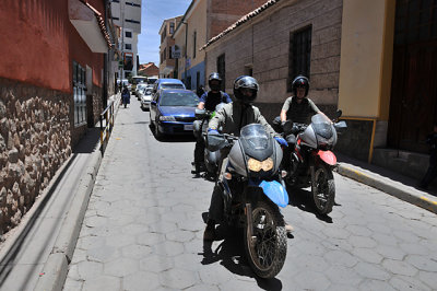 Riding through the streets of Potosi