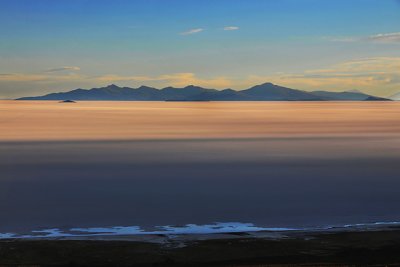 Sunset over the Salar de Uyuni from the base of Volcan Tunupa